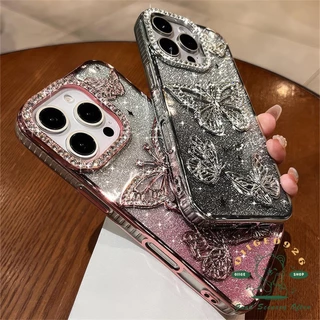 เคส iphone16 Diamond Glitter Butterfly เคสโทรศัพท์ iphone16 Pro Max 15 14 13 12 11 เคสสําหรับเคส iPhone ซิลิโคนนุ่ม TPU กันกระแทก