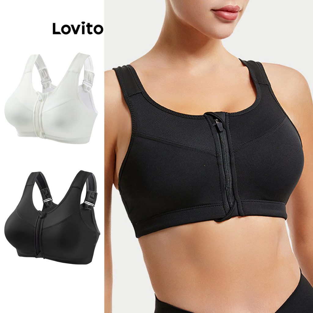 Lovito สปอร์ตบราซิป บล็อกสี สปอร์ตบราสำหรับผู้หญิง LNE71745
