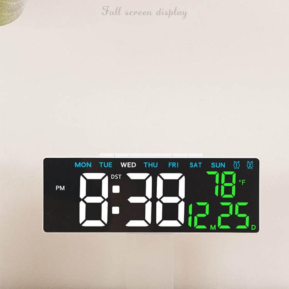 PIXELLY นาฬิกาแขวนอิเล็กทรอนิกส์, นาฬิกา LED ดิจิตอลวันที่อเนกประสงค์, การควบคุมด้วยเสียง DST นาฬิกาตั้งโต๊ะแสดงอุณหภูมิสําหรับห้องนอน - รูปที่ 3