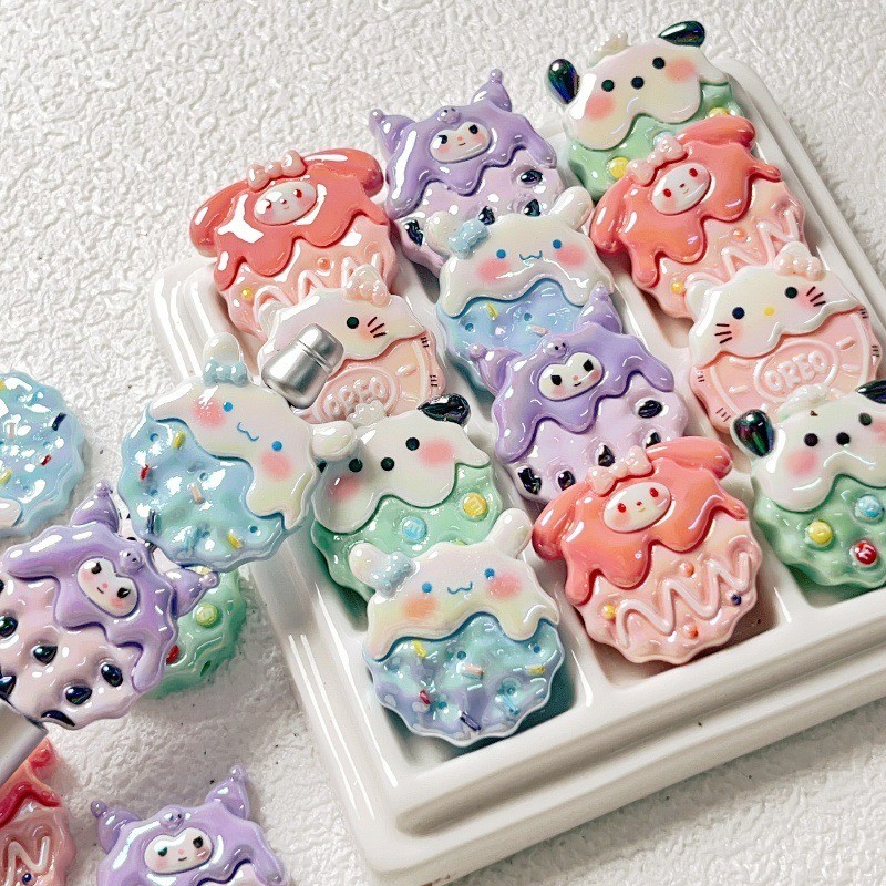 5 ชิ้นน่ารักการ์ตูนสัตว์ที่มีสีสันบิสกิตหลวมลูกปัดสําหรับ DIY โทรศัพท์พวงกุญแจสร้อยข้อมือวัสดุอุปกรณ์เสริม