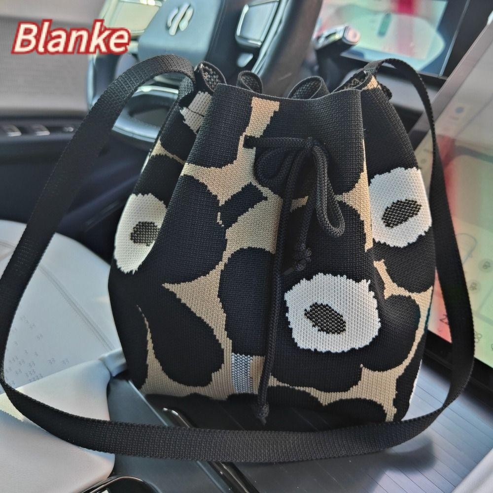 Blanke Knot Wrist Bag, Open Drawstring High-capacity Drawstring กระเป๋าถักดอกไม้กระเป๋าโทรศัพท์สาว