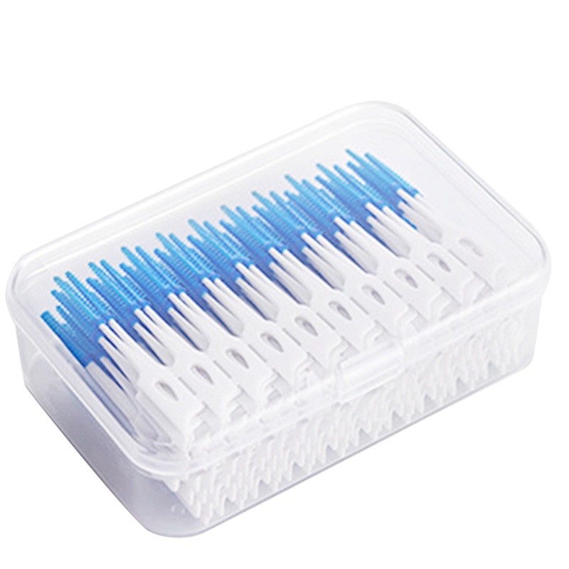 ซิลิโคนแปรงทําความสะอาดช่องปาก 40/200 ชิ้น Interdental ไหมขัดฟันไม้จิ้มฟัน
