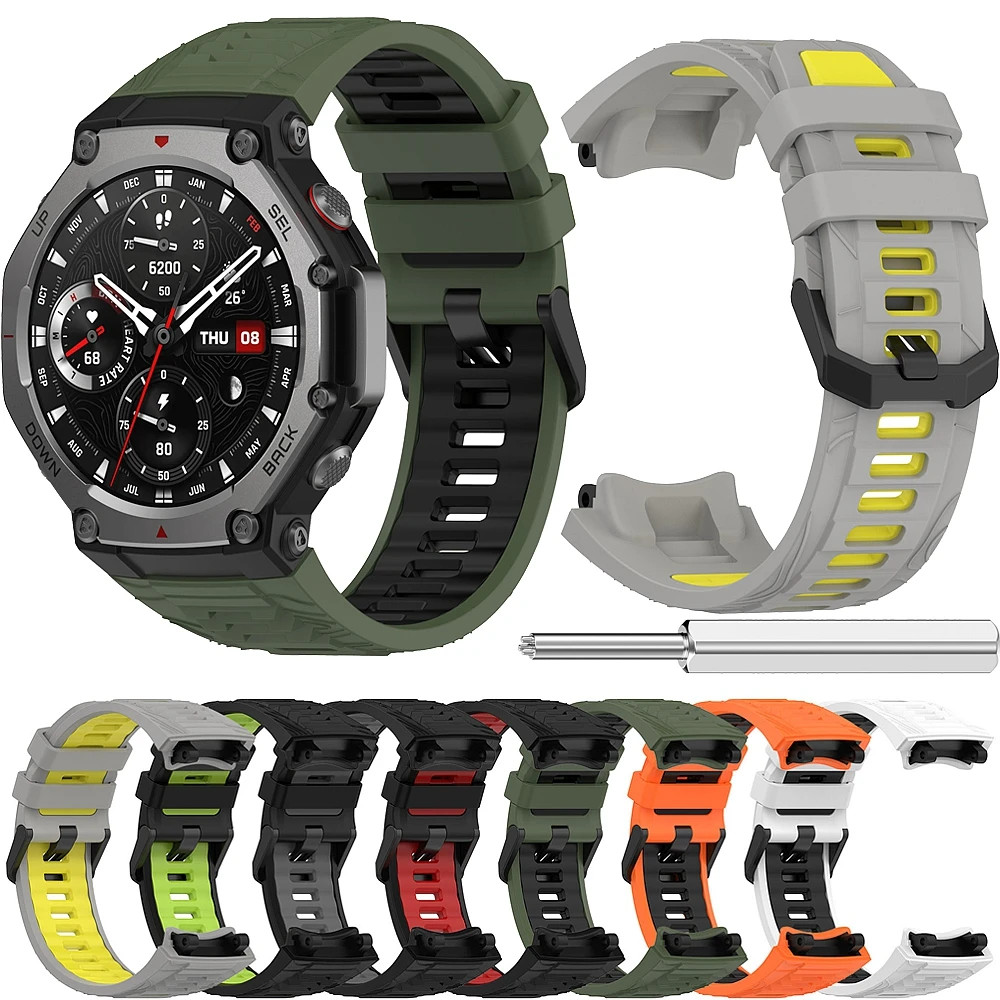 สายซิลิโคนสําหรับ Huami Amazfit T-REX 3 สายนาฬิกาอัจฉริยะสายนาฬิกา T-Rex3 สร้อยข้อมือกีฬาสายรัดข้อมือ