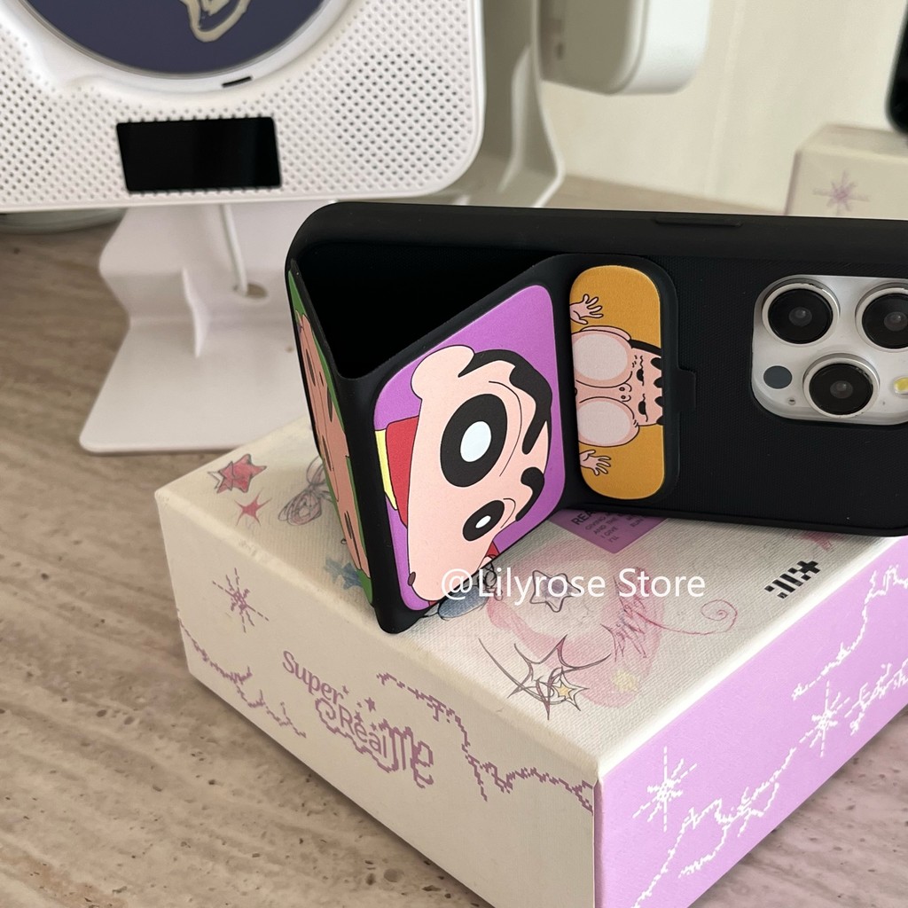 Flip Phone Holder Case for iPhone 16 15 14 13 Pro Max iPhone Case Leather with Phone Stand Cartoon Boy