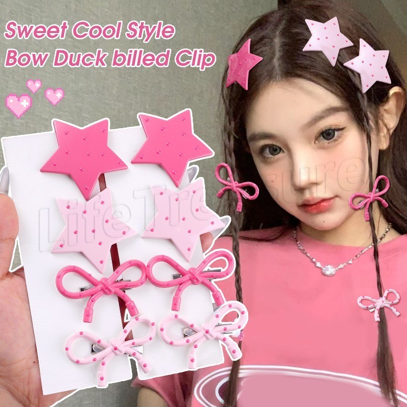 [ แนะนํา] คลิปปากเป็ดดาวห้าแฉก - หน้าม้าด้านข้าง Barrettes - กิ๊บติดผมลายจุดเกาหลี - กิ๊บติดผมสาวกุทัณฑ์ - เครื่องประดับผมแต่งตัว