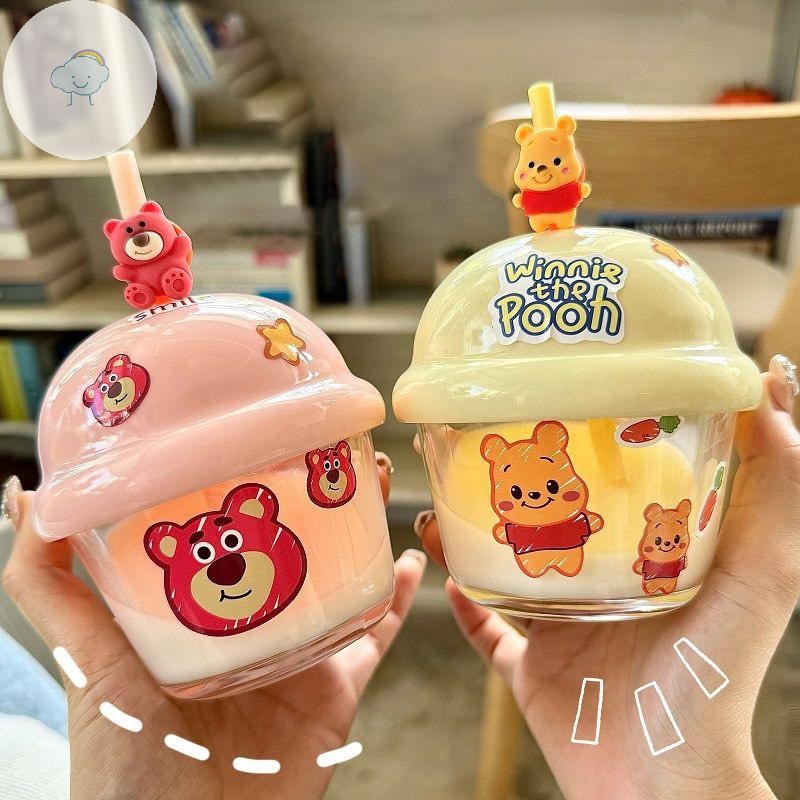 Twoe การ์ตูนฟางถ้วยแก้ว Kawaii Mini Dun Dun ถ้วยบ้านนักเรียนเครื่องดื่มถ้วยสําหรับสาวของขวัญวันหยุด TH