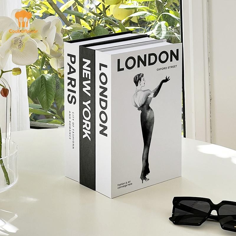 Ckfr Fashion City หนังสือปลอมสําหรับตกแต่งโต๊ะกาแฟ Modern Home Decorative Books Simplicity Display Book Paris London new York ใหม่