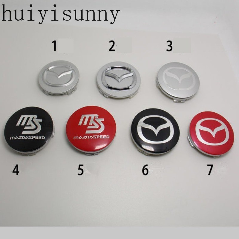 Hys 1 ชิ้น 56 มม.52 มม.Mazda PVC รถ Hubcaps Auto Wheel Center Dust Cap Hub Caps ขอบรถฝาครอบ Badge Emblem