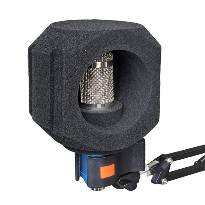Addtoyou11 โฟมไมโครโฟนฝาครอบ Vocal Isolation Cabin ไมโครโฟนกระจกโฟมนุ่ม