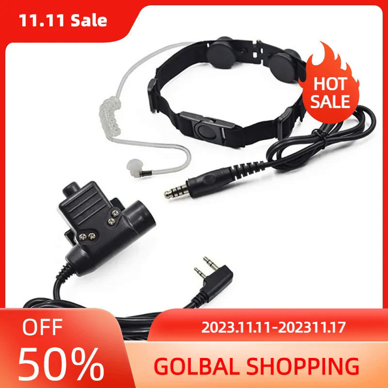 New U94 PTT for BaoFeng/TYT UV-5R UV-82 Two Way Radio CS Z Tactical Throat Mic Z003 Air Tube Headset