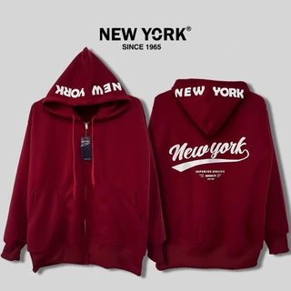 เสื้อคลุมแขนยาว เสื้อกันหนาว NEWYORK 1965- สกรีนหมวก ผ้าคอตตอน+โฟลี เนื้อนุ่ม 2024