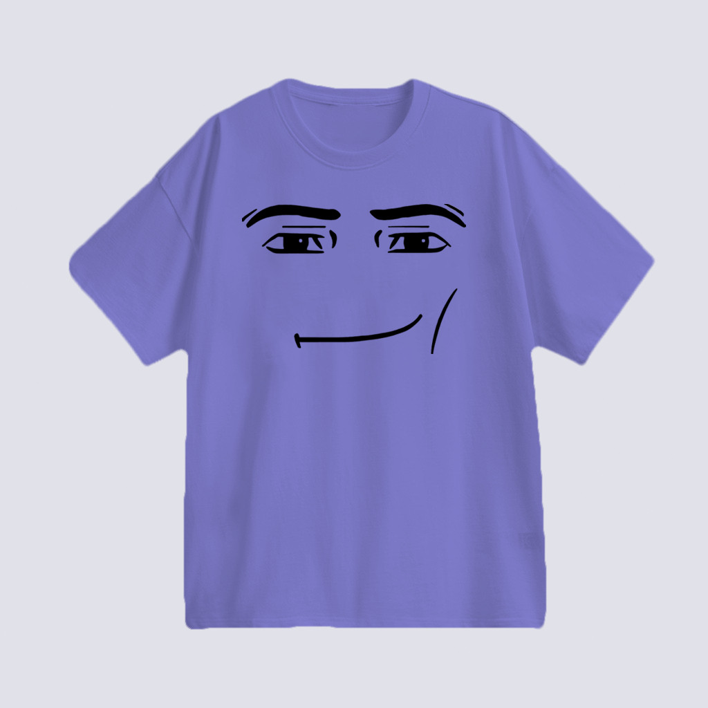 NEW✨[HOT]🔥 ใหม่ Unisex เสื้อยืด พิมพ์ลาย Roblox Man Face Game สําหรับผู้ชาย ชุดสีม่วง T-shirt เป็นกลาง