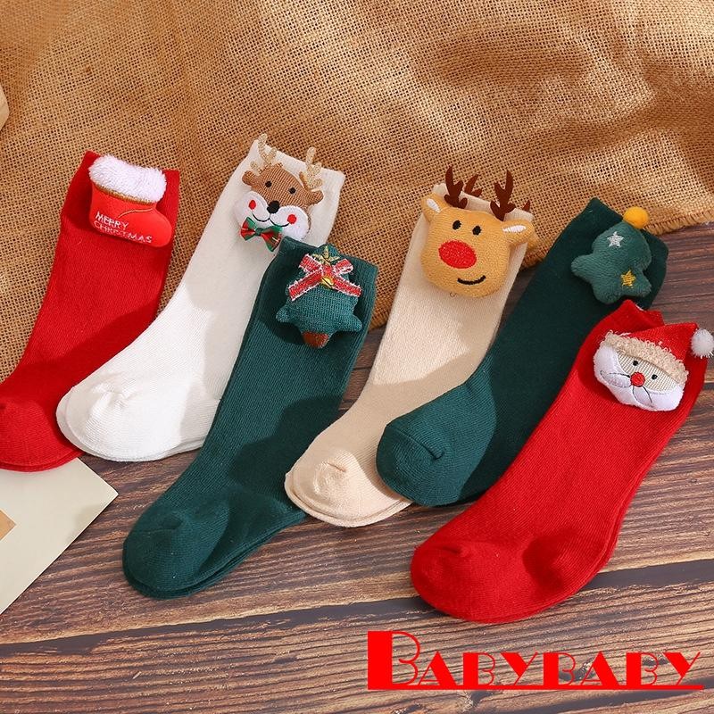 Bab-baby Girls Soft Breathable Crew Socks พร้อมตุ๊กตา 3D