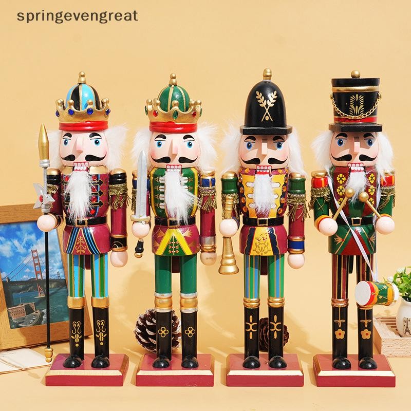 Springevengreat 1 ชิ้น 30 เซนติเมตรสไตล์วินเทจ Nutcracker หุ่นมือวาด Nutcracker เทศกาลสะสมหุ่นของเล่นของขวัญคริสต์มาสเครื่องประดับ Springevengreat
