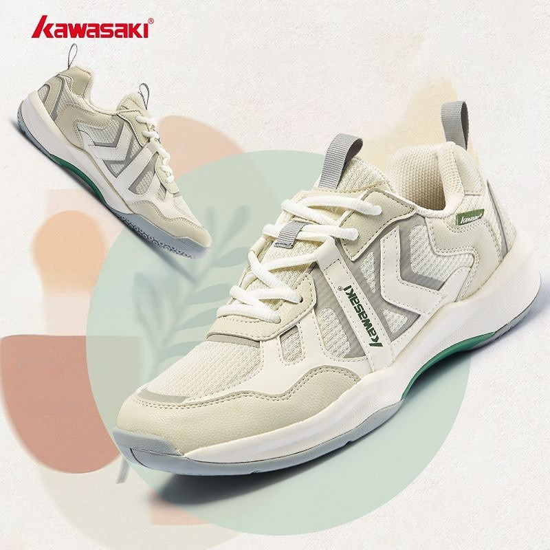 KAWASAKI คาวาซากิ B3308 รองเท้าแบดมินตันตาข่ายระบายอากาศใส่สบายกันลื่นรองเท้ากีฬาเทนนิส แบบย้อนยุค