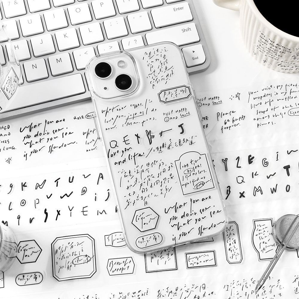 ไดลี่|Jane Notes บันทึก PET Die-Cut Tape ins สติกเกอร์ตัวอักษรภาษาอังกฤษคู่มือ DIY ฐานตกแต่ง Collage คู่มือสติกเกอร์เทป