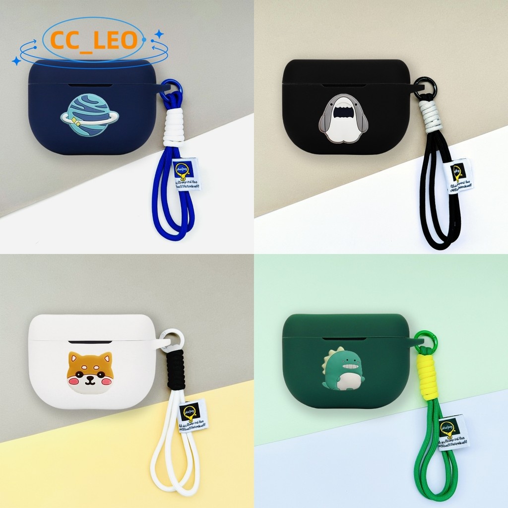 For Jabra Elite 8 Active Case Cute Toast Shiba Inu Lanyard Pendant Jabra Elite 10 Silicone Soft Case