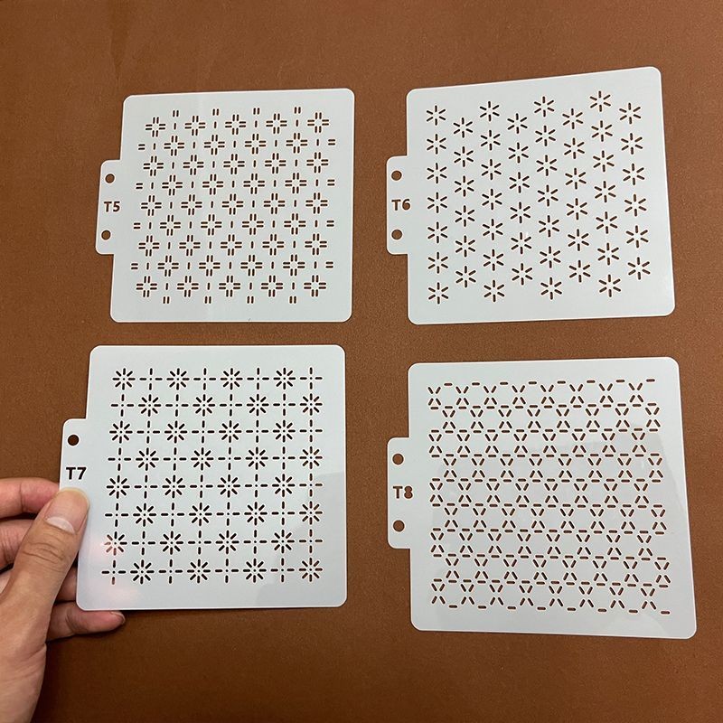 ยี่ซี ซาชิโกะ เย็บปักถักร้อยรูปแบบแม่แบบไม้บรรทัดโต๊ะน้ําชากรงแม่แบบตาข่ายเข็มขนาดเล็กเย็บปักถักร้อยแม่แบบวาดแม่แบบในคลังสินค้า