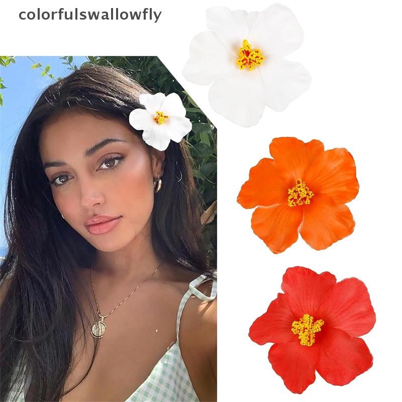 แมลงวันหลากสีฮาวายดอกไม้ที่มีสีสันกิ๊บสําหรับผู้หญิงสาวโรแมนติกโบฮีเมียนดอกไม้ด้านเรียบคลิปbbคลิปผมอุปกรณ์ผมปลาค็อด