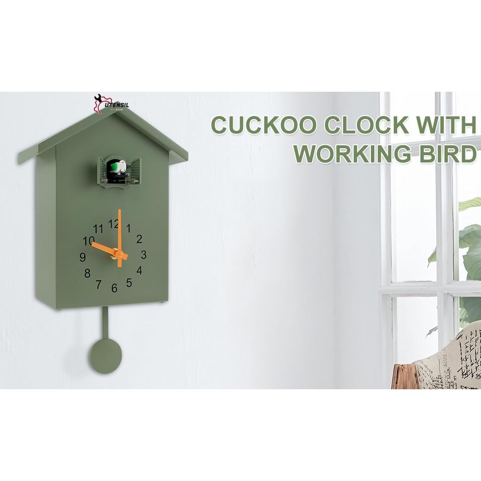 Cuckoo นาฬิกา Chimer Minimalist Cuckoo เสียงนาฬิกาลูกตุ้มที่ละเอียดอ่อน Cuckoo นาฬิกา Bird House แบต