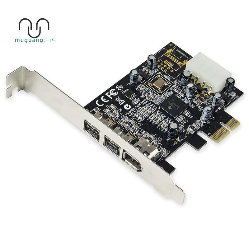 -PEX30016 3 พอร์ต IEEE 1394 Firewire 1394B & 1394A PCIe 1.1 X1 การ์ด TI XIO2213B ชิปเซ็ต Requires Legacy Driver