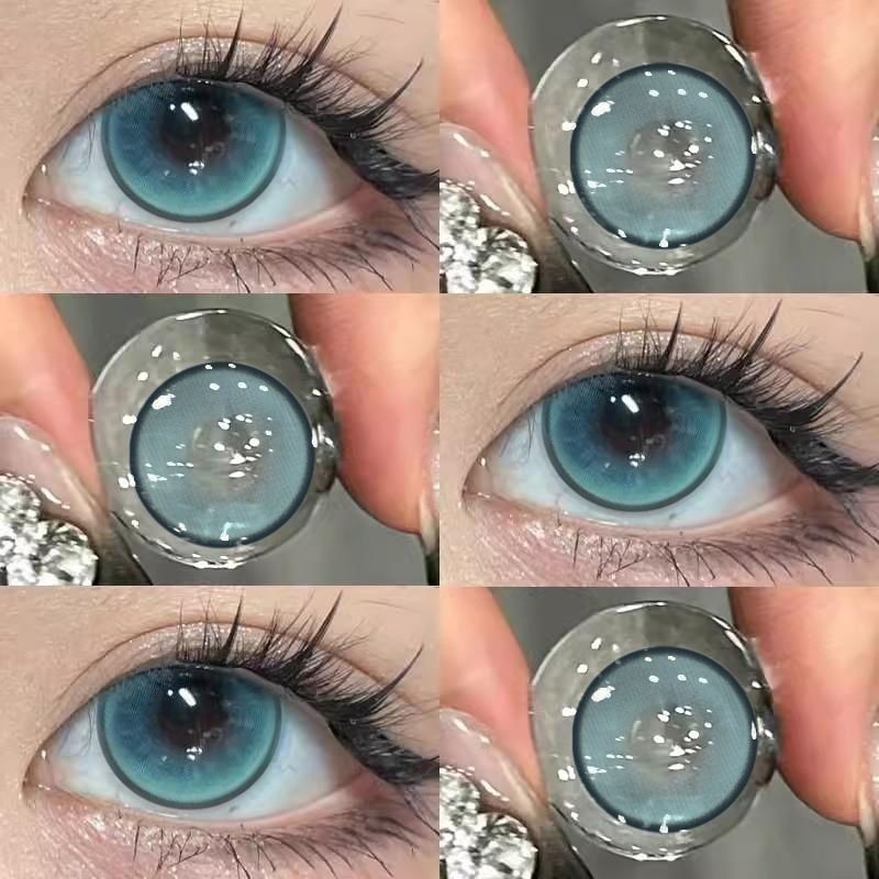 ปลดล็อคสีเขียวตาสีครึ่งปีขัดคอนแทคเลนส์ขายดี 14.5 เส้นผ่านศูนย์กลางขนาดใหญ่โปร่งใสสีฟ้าครึ่งเลือดบริสุทธิ์ Des