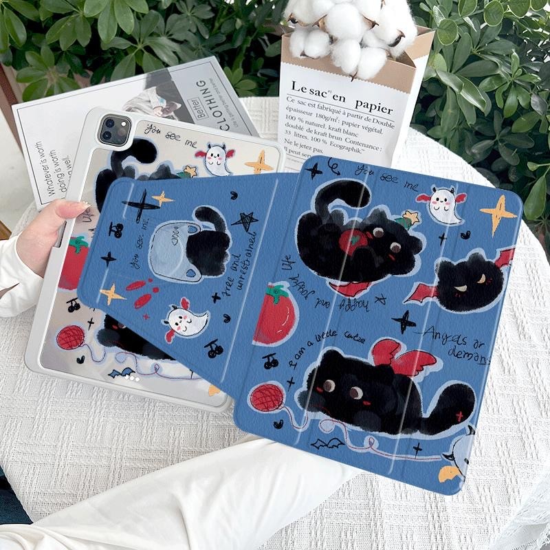 [ipad Gen10] เคสไอแพด อะคริลิค ปรับได้ 720 องศา demon black cat พร้อมที่วางปากกา เหมาะสําหรับ ipad air4 air5 air6 10.9" pro11 2021 2022 air3 mini6 7 5th 6th air1 2 9th 8th 7th