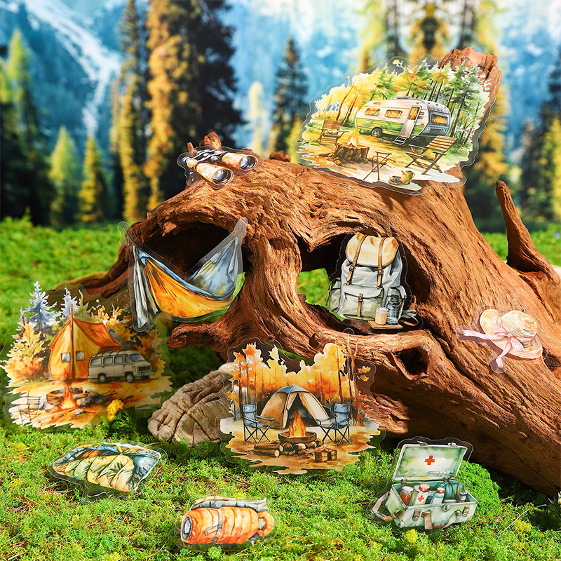Midoo 20 ชิ้น/ล็อต Forest Journey Collage PET สติกเกอร์ Vintage Travel ภูมิทัศน์วัสดุ Scrapbooking DIY Journal ป้าย