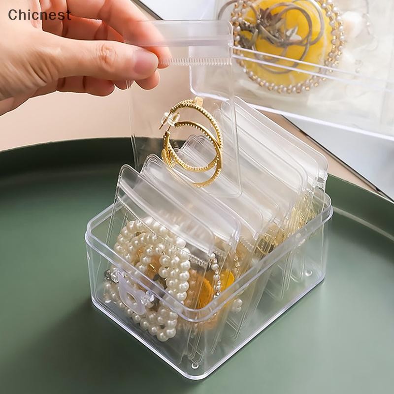 [Chicnest] 10 ชิ้นกระเป๋าเก็บเครื่องประดับกล่อง Anti-Oxidation โปร่งใสเครื่องประดับสําหรับต่างหูสร้อยคอสร้อยข้อมือผู้ถือแหวน Ziplock กระเป๋าบูติก