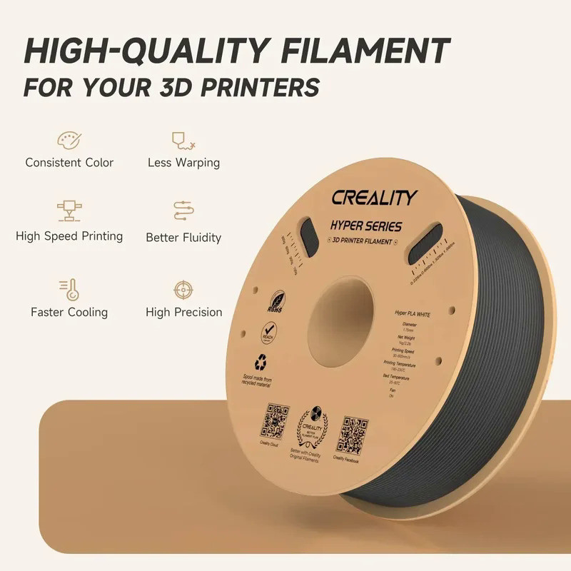 Creality 3D PLA Filament 1.75mm Hyper PLA High Speed 30-600mm/s 3D Printer Filament 1KG Spool PLA Fi