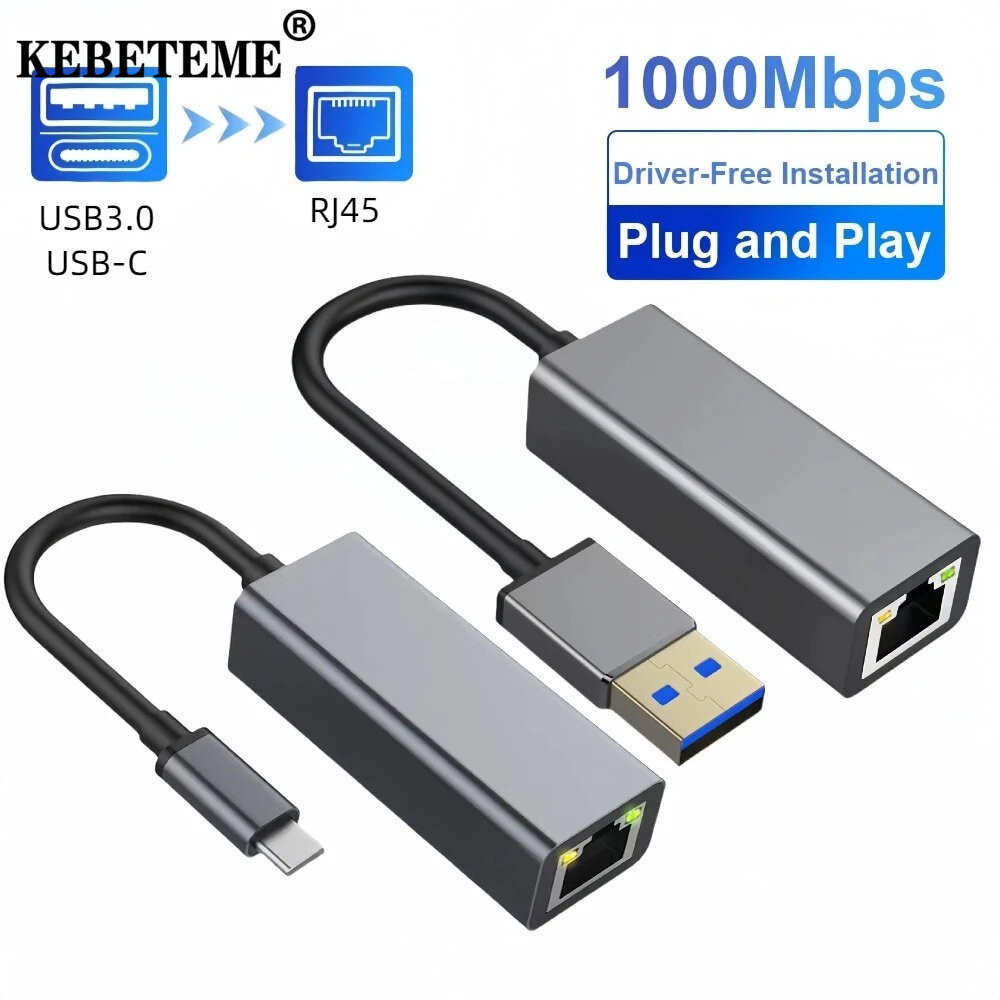 Usb Type-C ถึง Ethernet การ์ดเครือข่ายอลูมิเนียม Gigabit Type-C อะแดปเตอร์สําหรับแล็ปท็อป 1000/100Mbps USB C Lan RJ45 อะแดปเตอร์