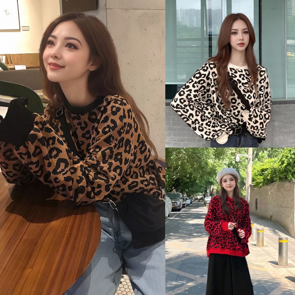 เสื้อแขนยาวลายเสือดาวดีไซน์สวยงามผ้านุ่มใส่สบาย เหมาะสำหรับการแต่งตัวทุกวันและทุกโอกาสในราคาสุดพิเศษ