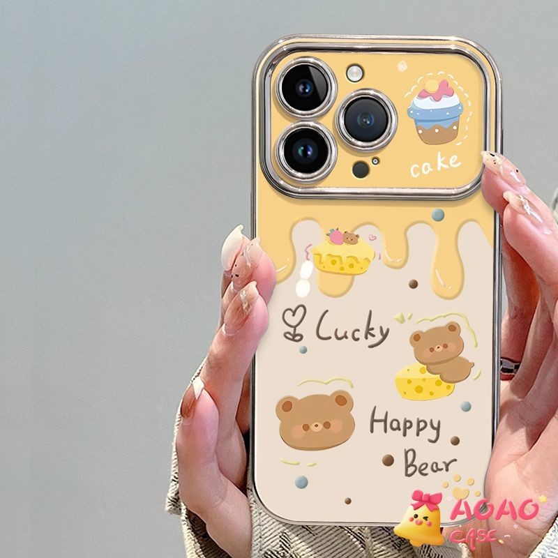 เคสไอโฟน 7Plus สำหรับ iPhone 11 13 15 16 12 14 Pro Max 7 8 16 15 14 Plus XR X XS Max มีความสุขที่น่ารักหมียิ้มสัตว์ดี