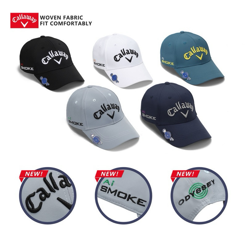 หมวกกอล์ฟ หมวก Callaway Ai ควันพร้อมเครื่องทําลูกกอล์ฟแม่เหล็กหมวกกอล์ฟ Chrome soft