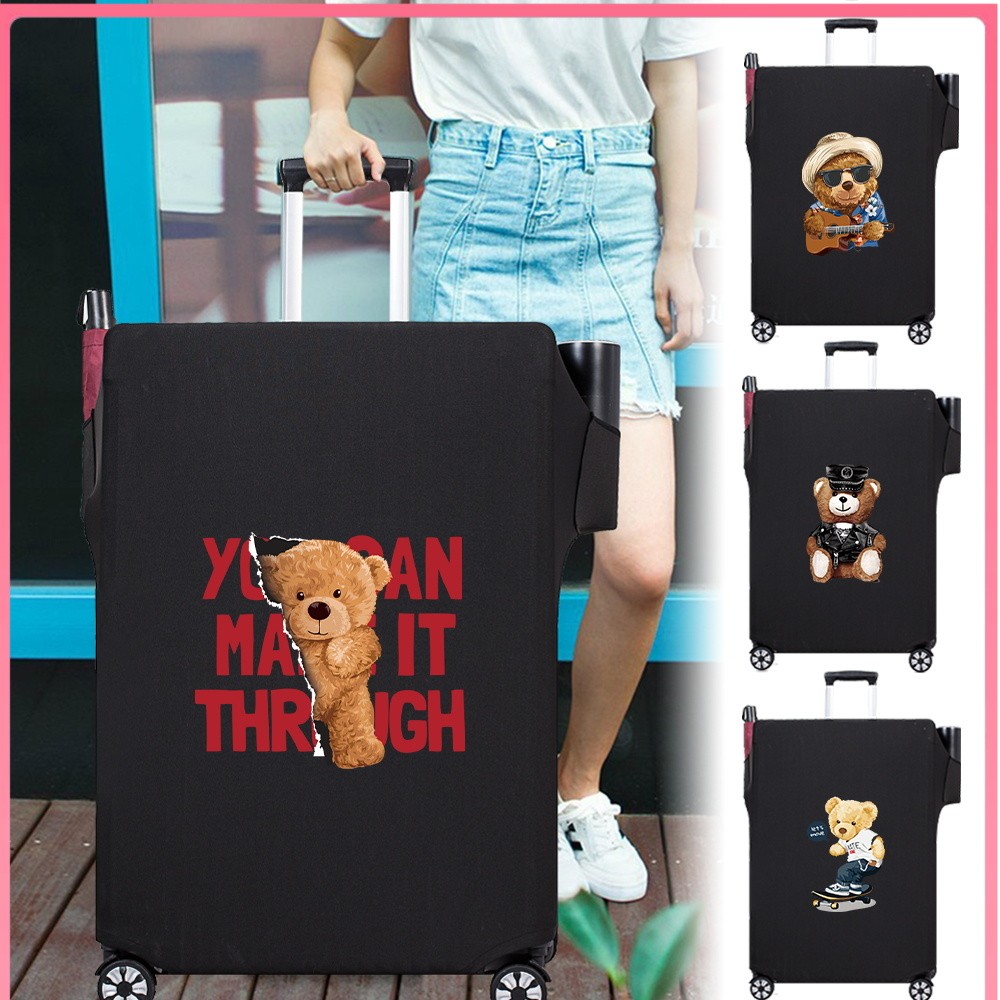 ซิป ผ้าคลุมกระเป๋าเดินทาง 18-32 นิ้ว ถอดออกได้ กระเป๋าคู่ ผ้าคลุมกระเป๋าเดินทาง ลายหมีมีสไตล์