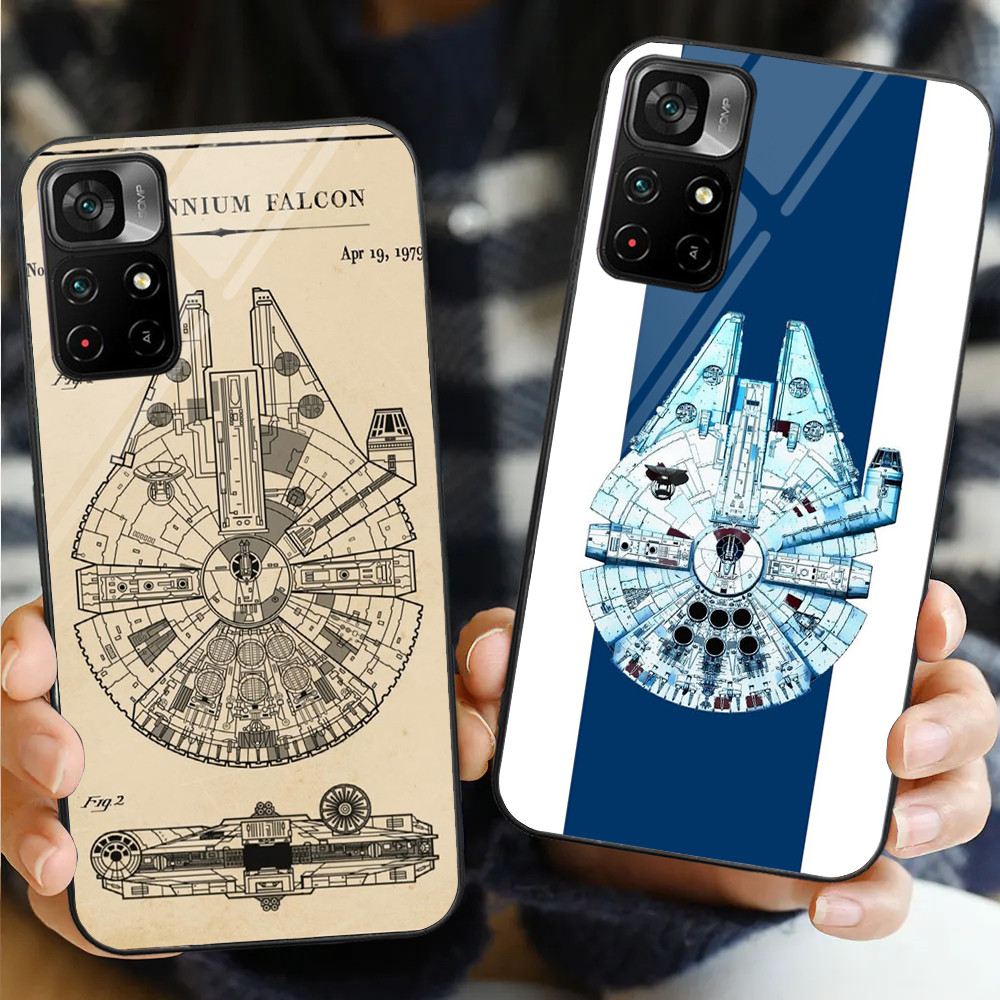 Star wars Millennium Falcon แก้วเคสโทรศัพท์สําหรับ POCO F3 F4 F5 M3 M4 M5 M6 4G X3 X4 GT NFC X5 X6 P