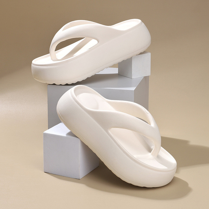 หนา soled Flip-Flops ผู้หญิงฤดูร้อนสวมใส่ด้านนอกแฟชั่น Wedge Heel เพิ่มความสูง Influencer Beach Shit-Stepping Flip-Flops ทราย