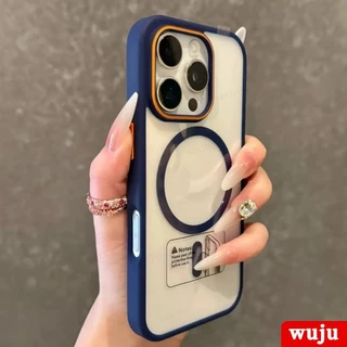 Wuju หรูหราแม่เหล็กไร้สายชาร์จโปร่งใสเคสโทรศัพท์สําหรับ iPhone 17 16 15 14 13 12 11 Pro Max Plus Air เคสโทรศัพท์ฝาครอบใส