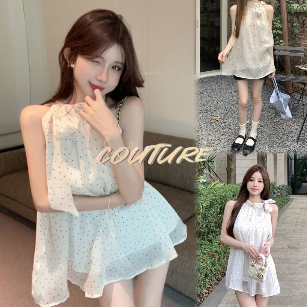 Couture เสื้อ ผ้าซิฟ่อนแขนกุด โบว์สายบางสไตล์เกาหลี! 🔥เสื้อแขนกุด น่ารักๆ ดูผอม +สไตล์สาวเวียดนาม