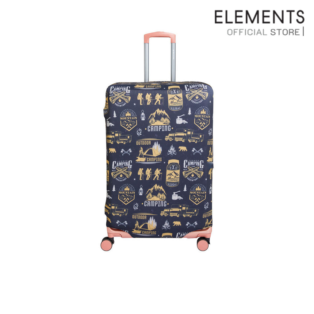 ELEMENTS ผ้าคลุมกระเป๋าเดินทางไนลอน พกพาสะดวกม้วนเก็บได้ ถอดและสวมใส่ง่าย กันน้ำ 28 นิ้ว ลาย Camping