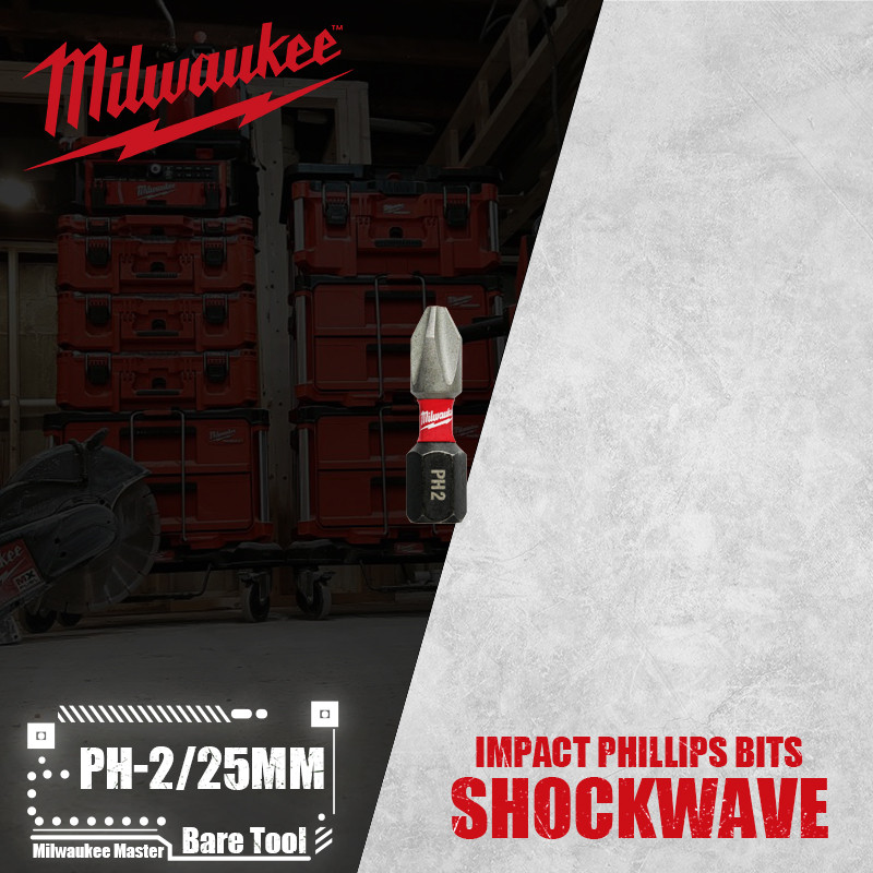 มิลวอกี SHOCKWAVE™ Ph2 25MM Phillips Bits
