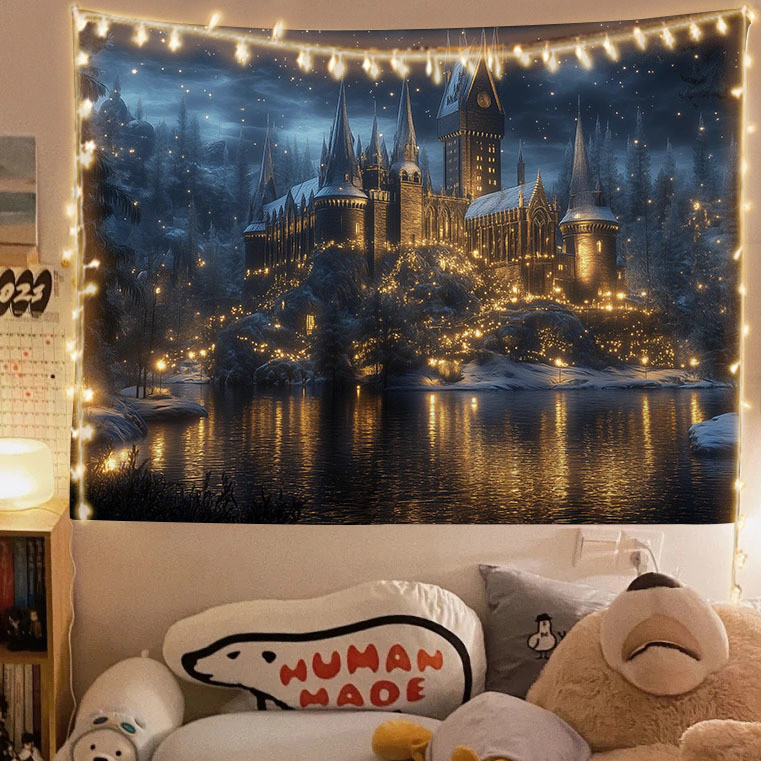จัดส่งจากไทย] ผ้าแขวนผนังพื้นหลัง Harry Potter ของ Agirl ผ้าแขวน Hogwarts ตกแต่งห้องนอนหอพัก ปรับปรุงข้างเตียง