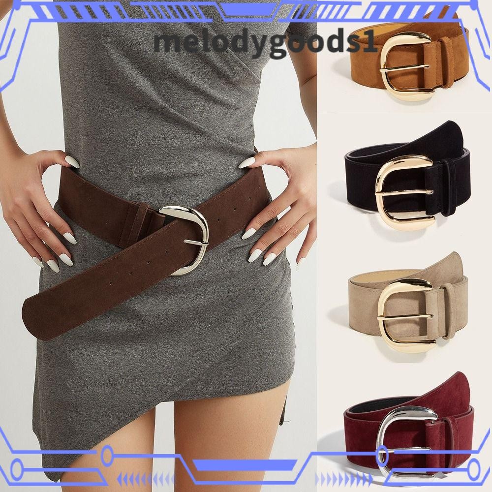 Melodygoods1 เข็มขัดหัวเข็มขัดแบบพิน, รูปแบบ Maillard อินเทรนด์หนังนิ่มหนังเข็มขัดกว้าง, ย้อนยุคอเนกประสงค์ Casual Luxury Design ธุรกิจสายรัดเอวของขวัญ