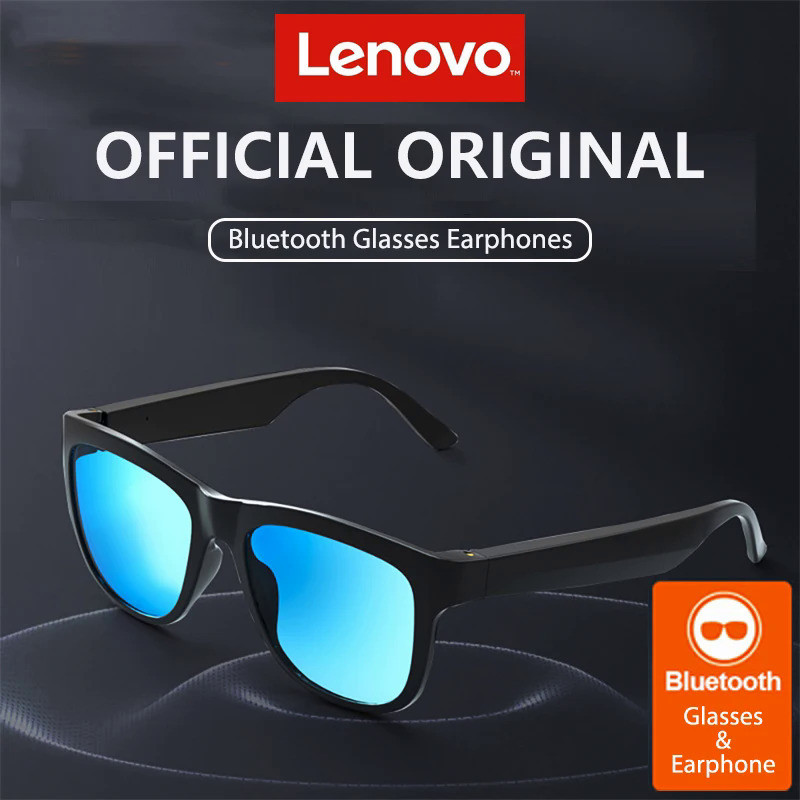 แว่นตาอัจฉริยะ Lenovo Lecoo C8 ใหม่ หูฟังไร้สายบลูทูธ แว่นกันแดดสำหรับกีฬากลางแจ้ง หูฟังพร้อมไมโครโฟน HD