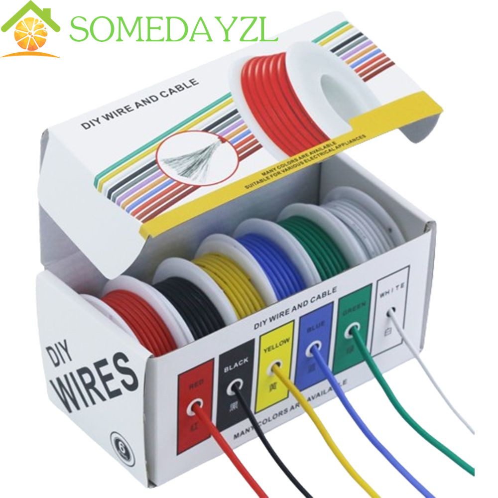 Somedayzl ซิลิโคน Stranded ไฟฟ้าลวด, 6 สีทองแดงดีบุก AWG ไฟฟ้า, Universal ไฟฟ้า DIY สาย Solid Hook Up ชุดสายไฟสารพันเครื่องใช้ในครัวเรือน