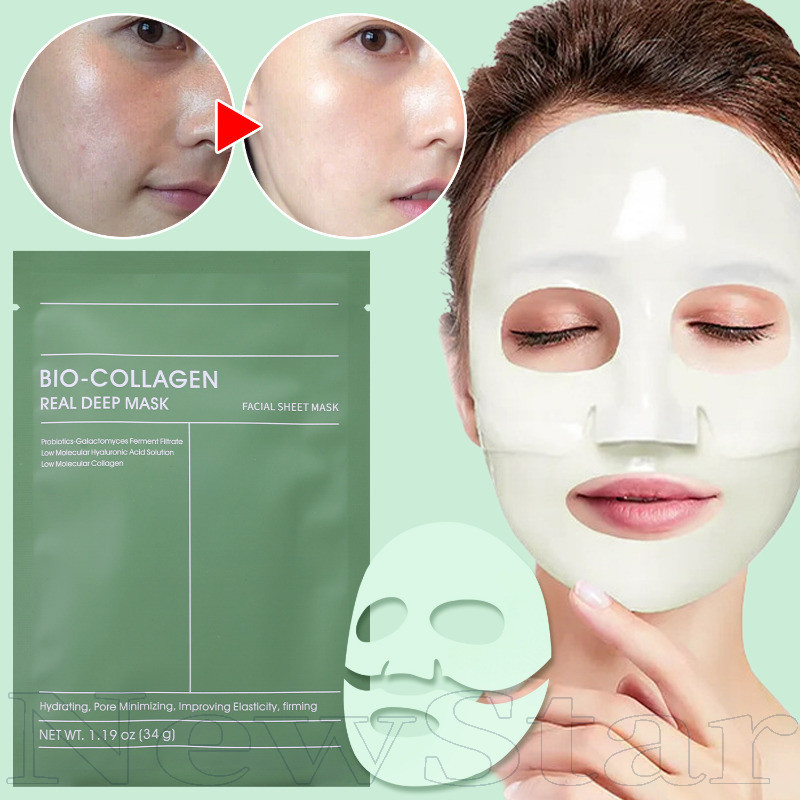 Bites Collagen Hydrating Face Mask 34g - การออกแบบแยกสําหรับ Perfect Fit, อายุการเก็บรักษา 3 ปี, Moisturizing & Brightening, เหมาะสําหรับทุกสภาพผิว