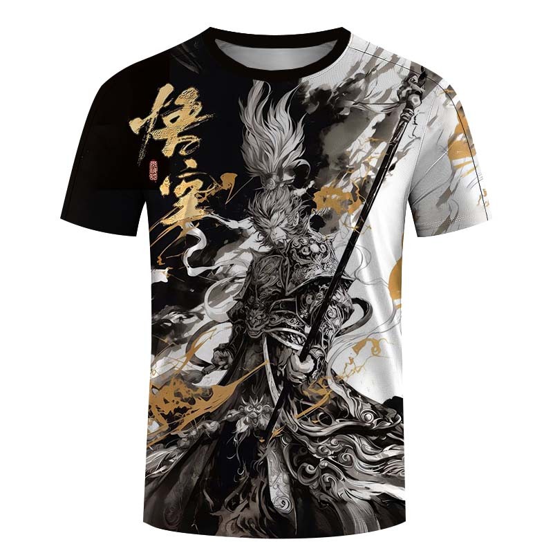 เสื้อยืดผู้ชาย Wukong Nezha รูปแบบ 3D พิมพ์ Tops Tees แฟชั่นฤดูร้อนผู้หญิง Streetwear ขนาดใหญ่ Unisex tshirt ผู้ชายเสื้อผ้า