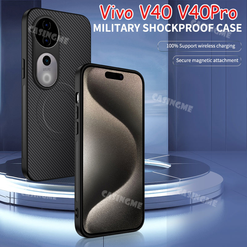 สําหรับvivo V40 V40Pro 5G 2024 Plusคาร์บอนไฟเบอร์รูปแบบแม่เหล็กเคสโทรศัพท์สําหรับVivo V40 5G V40 Viv