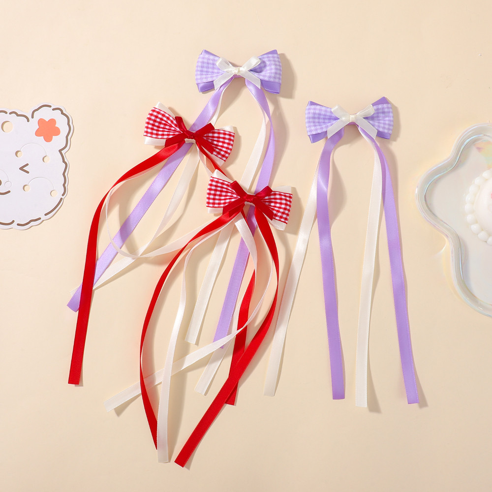2 ชิ้นยาวพู่ผมโบว์คลิปผมสําหรับสาวน่ารักริบบิ้น Headwear Ins Party หางม้า Barrette ผู้หญิงอุปกรณ์เสริมผม
