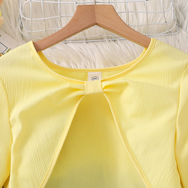 วัยรุ่นสาวชุดลําลองปาร์ตี้ 8-12 ปีเด็กขนาดกลางและใหญ่ดอกไม้แขนยาวชุดเค้กสีเหลือง/สีฟ้าอ่อน - รูปที่ 7